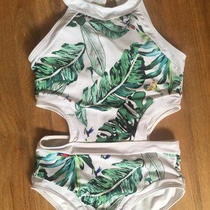 Tropical leaf print SHEIN monokini (small) NWOT